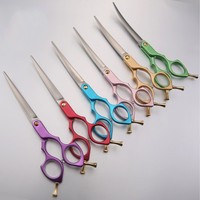 Aluminium handle pet grooming Scissors cutting shears 6.0 inch curved dog grooming scissors